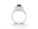 White gold Double Halo Marquise Cut Diamond Split Shank Pave Set Ring_3