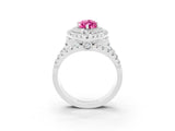 White gold Double Halo Marquise Cut Diamond Split Shank Pave Set Ring_3