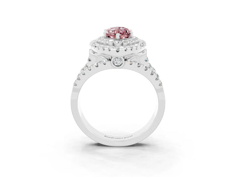 White gold Double Halo Marquise Cut Diamond Split Shank Pave Set Ring_3