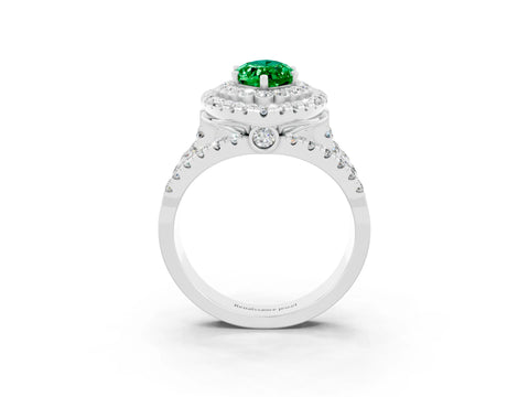 White gold Double Halo Marquise Cut Diamond Split Shank Pave Set Ring_3