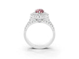 White gold Double Halo Marquise Cut Diamond Split Shank Pave Set Ring_3