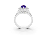 White gold Double Halo Marquise Cut Diamond Split Shank Pave Set Ring_3