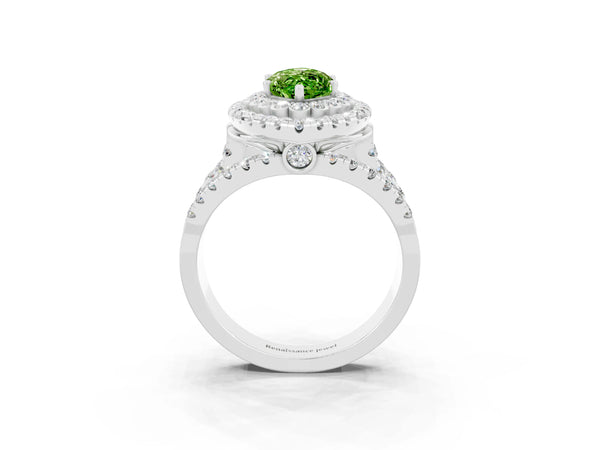 Platinum Double Halo Marquise Cut Diamond Split Shank Pave Set Ring