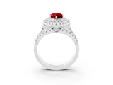 White gold Double Halo Marquise Cut Diamond Split Shank Pave Set Ring_3