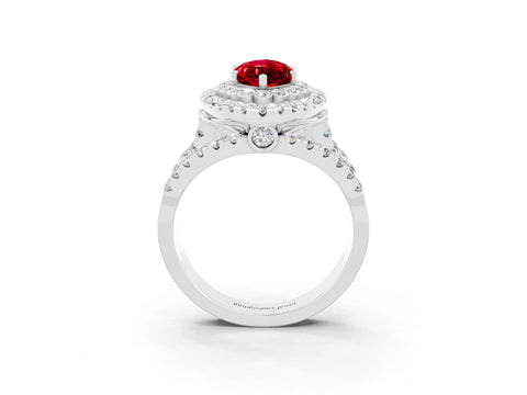 White gold Double Halo Marquise Cut Diamond Split Shank Pave Set Ring_3