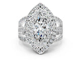 White gold Double Halo Marquise Cut Diamond Split Shank Pave Set Ring_3