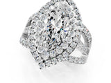 White gold Double Halo Marquise Cut Diamond Split Shank Pave Set Ring_4