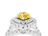 White gold Double Halo Marquise Cut Diamond Split Shank Pave Set Ring_4