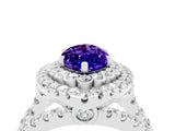 White gold Double Halo Marquise Cut Diamond Split Shank Pave Set Ring_4