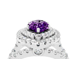 White gold Double Halo Marquise Cut Diamond Split Shank Pave Set Ring_4