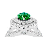 White gold Double Halo Marquise Cut Diamond Split Shank Pave Set Ring_4