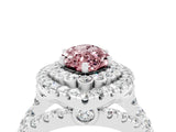 White gold Double Halo Marquise Cut Diamond Split Shank Pave Set Ring_4