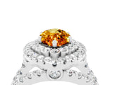 White gold Double Halo Marquise Cut Diamond Split Shank Pave Set Ring_4