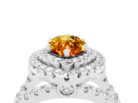 White gold Double Halo Marquise Cut Diamond Split Shank Pave Set Ring_4