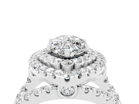 White gold Double Halo Marquise Cut Diamond Split Shank Pave Set Ring_4