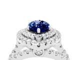 White gold Double Halo Marquise Cut Diamond Split Shank Pave Set Ring_4