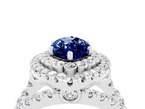 White gold Double Halo Marquise Cut Diamond Split Shank Pave Set Ring_4