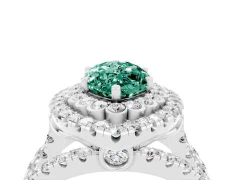 White gold Double Halo Marquise Cut Diamond Split Shank Pave Set Ring_4