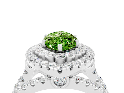 White gold Double Halo Marquise Cut Diamond Split Shank Pave Set Ring_4