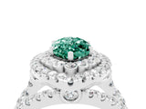 White gold Double Halo Marquise Cut Diamond Split Shank Pave Set Ring_4
