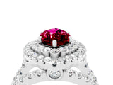 White gold Double Halo Marquise Cut Diamond Split Shank Pave Set Ring_4
