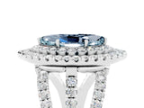 White gold Double Halo Marquise Cut Diamond Split Shank Pave Set Ring_5