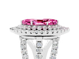 White gold Double Halo Marquise Cut Diamond Split Shank Pave Set Ring_5