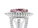 White gold Double Halo Marquise Cut Diamond Split Shank Pave Set Ring_5