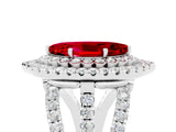 White gold Double Halo Marquise Cut Diamond Split Shank Pave Set Ring_5
