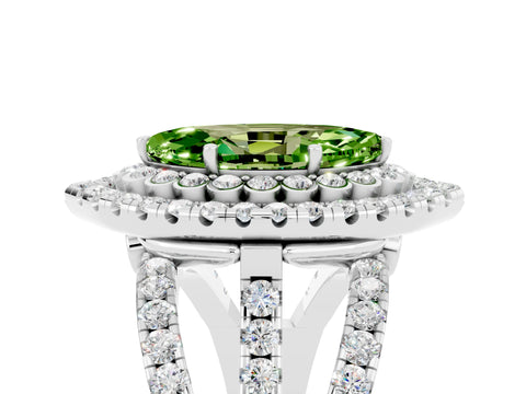 White gold Double Halo Marquise Cut Diamond Split Shank Pave Set Ring_5