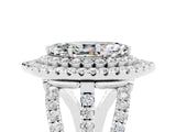White gold Double Halo Marquise Cut Diamond Split Shank Pave Set Ring_5