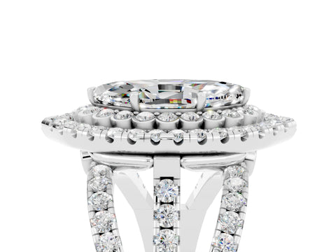 White gold Double Halo Marquise Cut Diamond Split Shank Pave Set Ring_5
