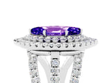 White gold Double Halo Marquise Cut Diamond Split Shank Pave Set Ring_5