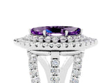 White gold Double Halo Marquise Cut Diamond Split Shank Pave Set Ring_5