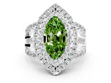 White gold Double Halo Marquise Cut Diamond Split Shank Pave Set Ring