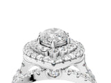 White gold Double Halo Marquise Cut Diamond Split Shank Pave Set Ring_7