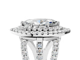 White gold Double Halo Marquise Cut Diamond Split Shank Pave Set Ring_8