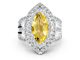 White gold Double Halo Marquise Cut Diamond Split Shank Pave Set Ring
