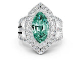 White gold Double Halo Marquise Cut Diamond Split Shank Pave Set Ring
