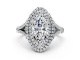 White gold Double Halo Marquise Cut Diamond Split Shank Ring with Four Prong Setting_45