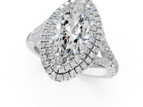 White gold Double Halo Marquise Cut Diamond Split Shank Ring with Four Prong Setting_46