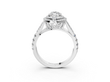 White gold Double Halo Marquise Cut Diamond Split Shank Ring with Four Prong Setting_48