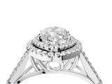 White gold Double Halo Marquise Cut Diamond Split Shank Ring with Four Prong Setting_49