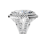 White gold Double Halo Marquise Cut Diamond Split Shank Ring with Four Prong Setting_50