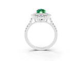 White gold Double Halo Marquise Cut Emerald Pavé Band with Four-Prong Setting_3