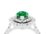 White gold Double Halo Marquise Cut Emerald Pavé Band with Four-Prong Setting_4