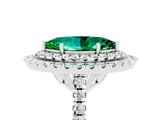White gold Double Halo Marquise Cut Emerald Pavé Band with Four-Prong Setting_5