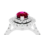 White gold Double Halo Marquise Cut Garnet Pavé Band with Four-Prong Setting_4