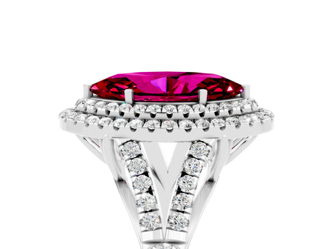 White gold Double Halo Marquise Cut Garnet Split Shank Engagement Ring with Four-Prong Setting_5