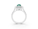 White gold Double Halo Marquise Cut Green Sapphire Pavé Band with Four-Prong Setting_3
